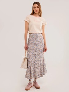 Spódnica damska midi z wiskozy z motywem kwiatowym Adria 000