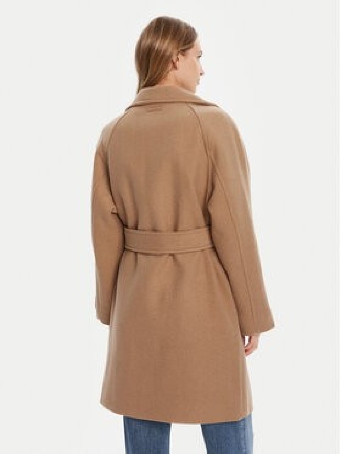 Calvin Klein Płaszcz wełniany LV044D557G Beżowy Regular Fit