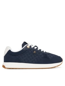 Tommy Hilfiger Sneakersy Th Runner Suede Monogram FW0FW09620 Granatowy