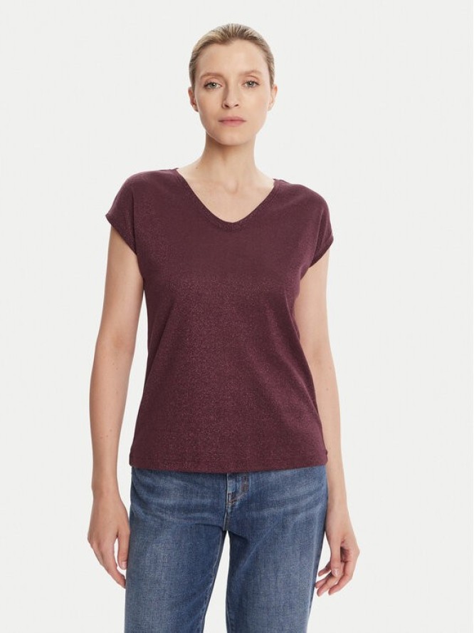 ONLY T-Shirt Silvery 15136069 Bordowy Loose Fit