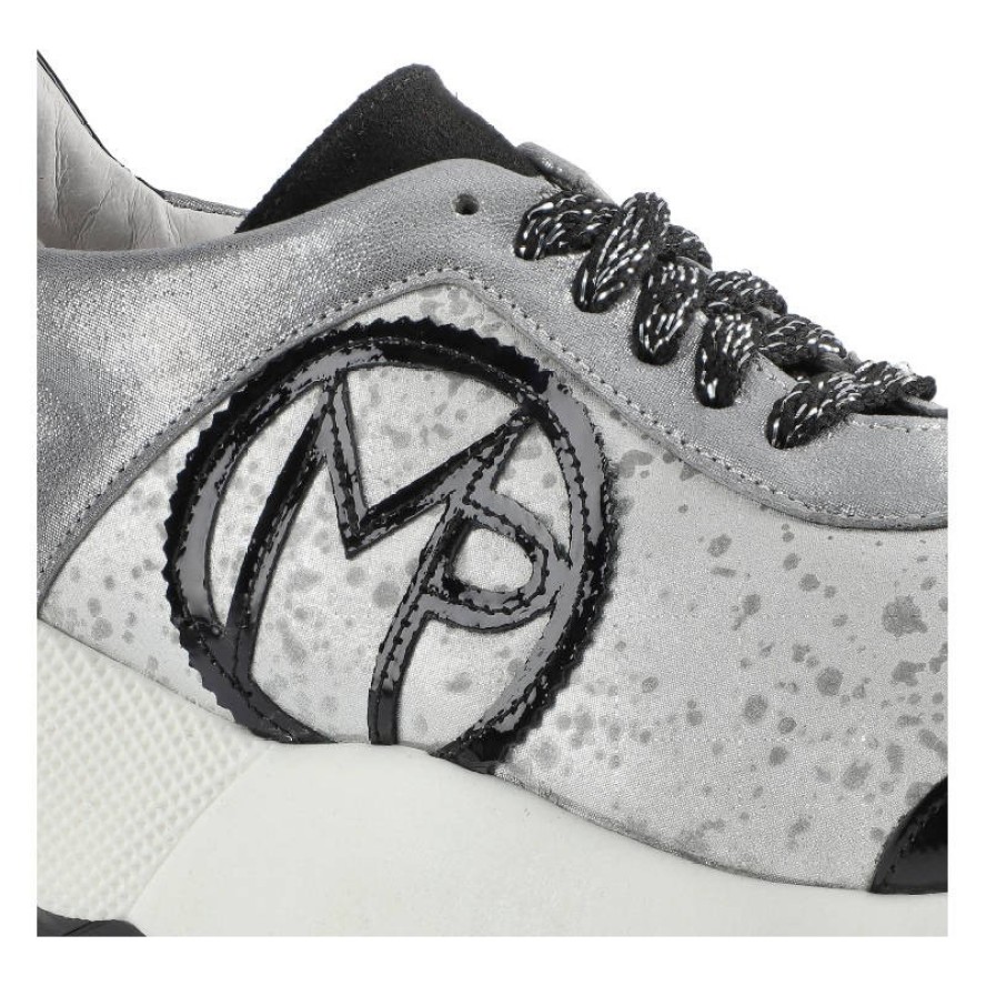 Srebrne Sneakersy Massimo Poli Damskie Modne Buty