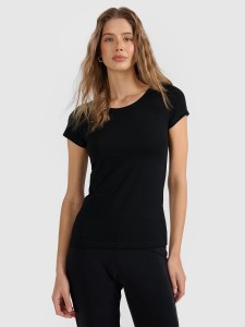 4F T-shirt regular gładki damski M