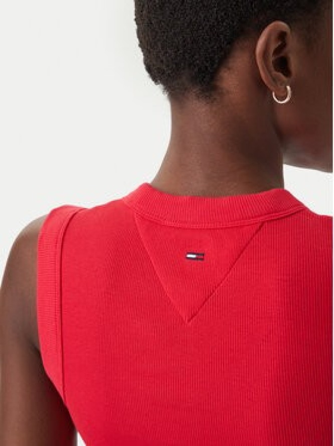 Tommy Jeans Top DW0DW22577 Czerwony Slim Fit