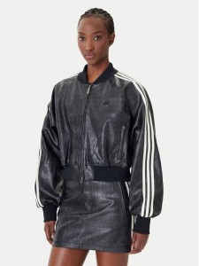 adidas Kurtka z imitacji skóry Pleather KE5035 Czarny Oversize