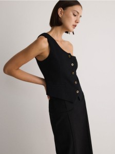 Asymetryczna kamizelka garniturowa - czarny