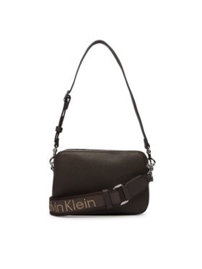 Calvin Klein Torebka Webbing 2X Strap Camera Bag LV04F3656G Brązowy ciemny