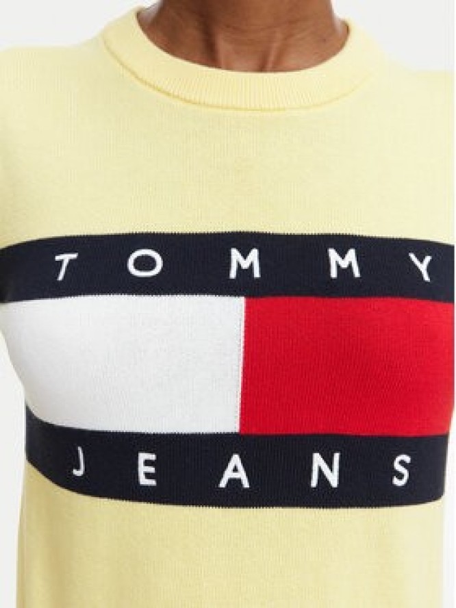 Tommy Jeans Sweter Flag DW0DW22930 Żółty jasny Regular Fit