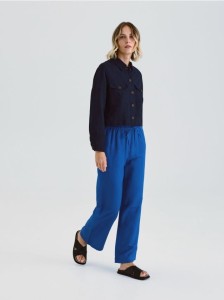 Luźne spodnie z lnem - jasnoniebieski