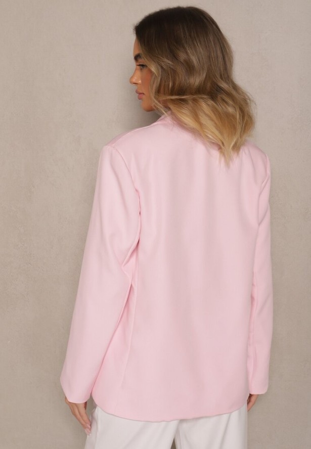 Różowa Marynarka Dwurzędowa z Usztywnionymi Ramionami Emivori