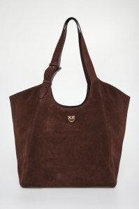 Torebka damska zamszowa skóra shooper PINKO