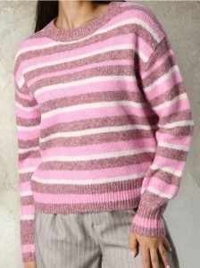 Sweter w paski z domieszką wełny - wielobarwny