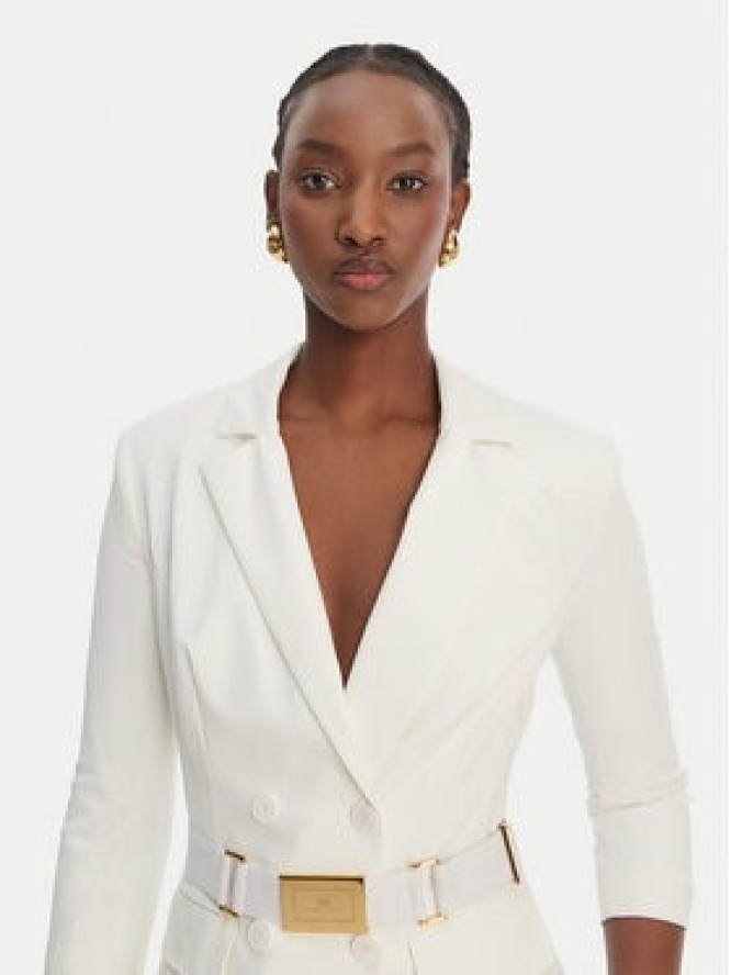 Elisabetta Franchi Marynarka GI-224-61E2-V590 Biały Regular Fit