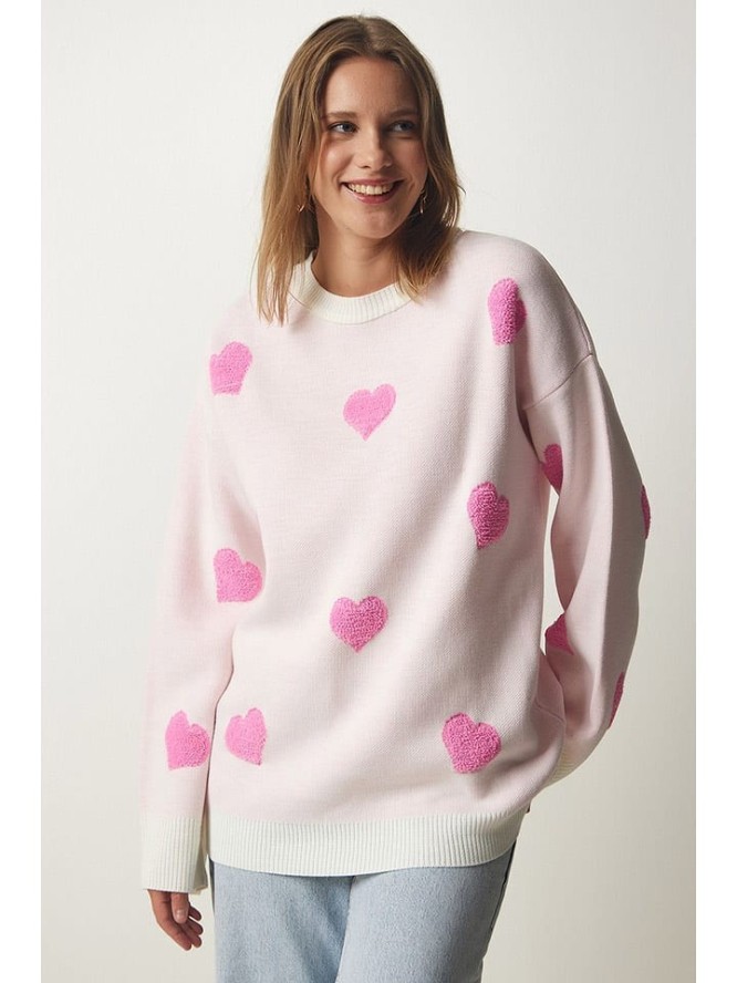 Happiness Istanbul Sweter w kolorze jasnoróżowym rozmiar: onesize