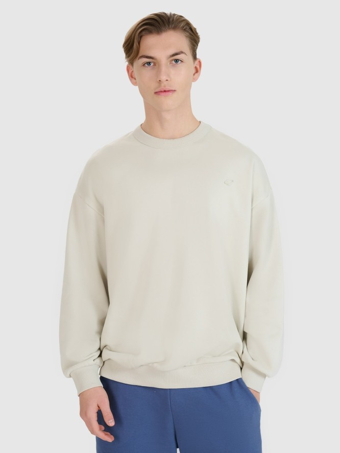 4F Bluza dresowa nierozpinana bez kaptura uniseks - beżowa M