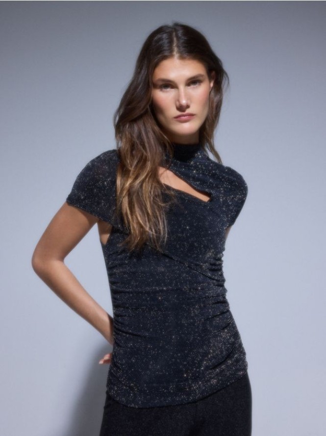 T-shirt z metalicznym efektem - czarny