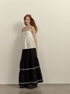 Bluzka na ramiączkach z lnem - biały