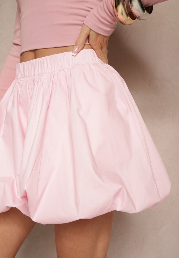 Różowe Szorty z Bawełny o Baloniastym Kroju z Gumką w Talii Heltewin