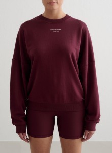 Damska bluza frotte, luźna, z okrągłym dekoltem Apparel Terry wiśniowa