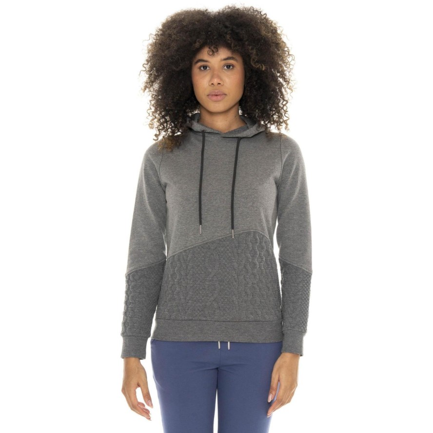 Bluza zimowa Damen z Kapuze zum Überziehen, Leone 1947 Braid-Einsätze