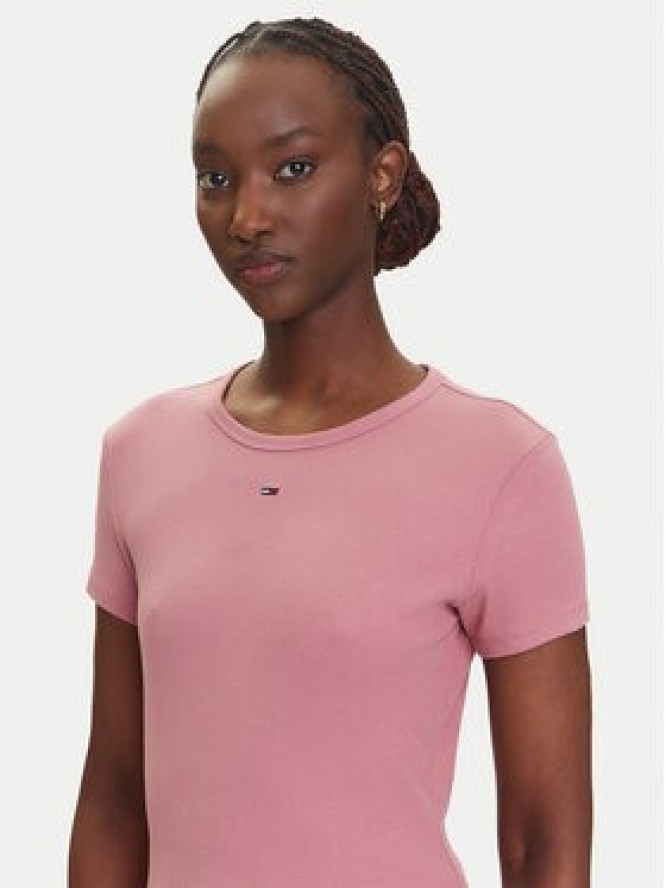 Tommy Jeans T-Shirt Essential DW0DW17383 Różowy Slim Fit