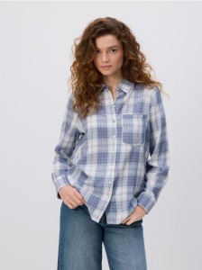 Koszula w kratę z wiskozy - lawendowy