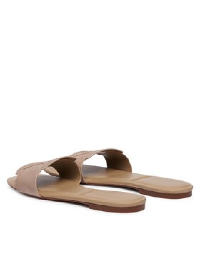 Calvin Klein Klapki Square Flat Sndl Embl Suede HW0HW03055 Beżowy