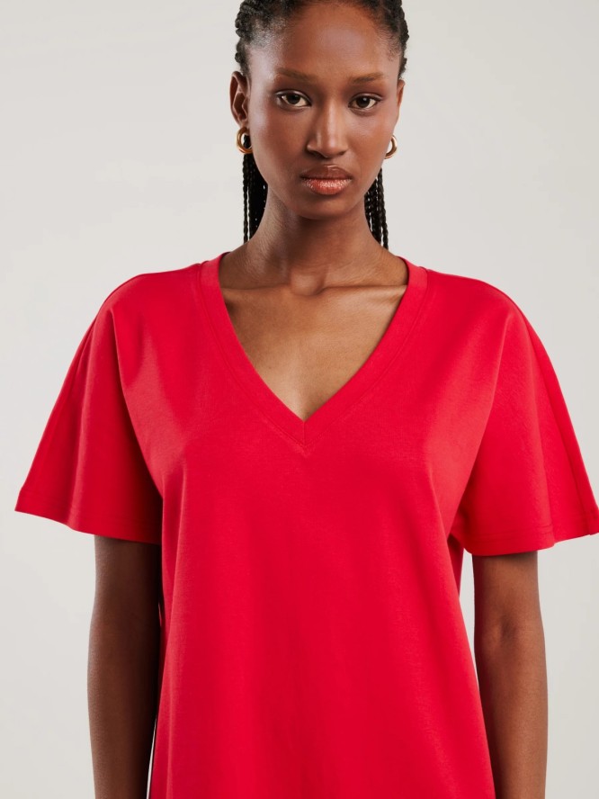 Sukienka damska bawełniana z krótkim rękawem czerwona Zorkaya 603