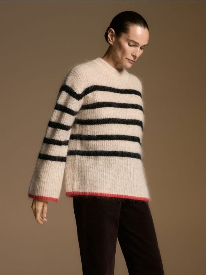 Sweter z wełną i moherem - wielobarwny