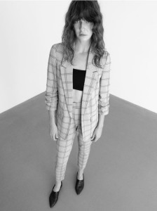 Spodnie w kratę - beżowy