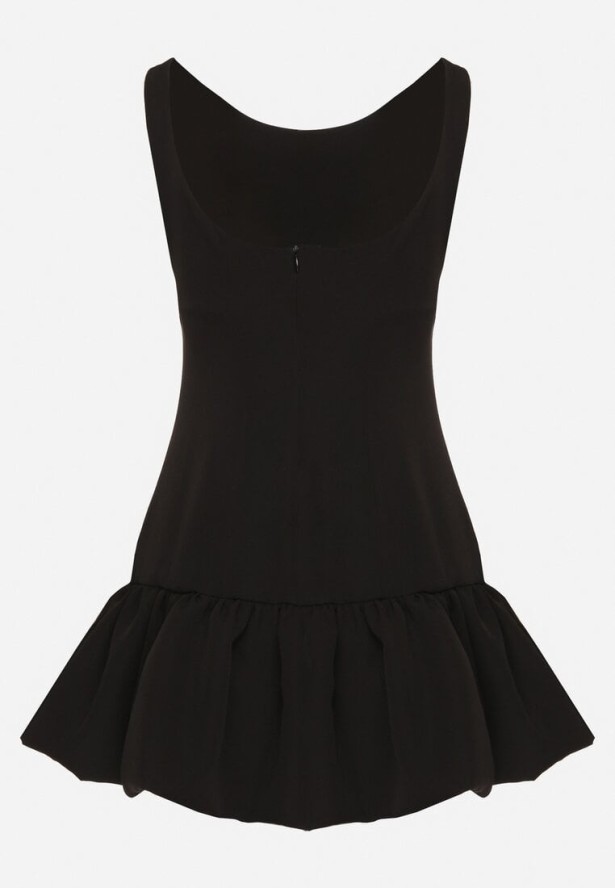 Czarny Taliowany Kombinezon z Falbanką Novenira