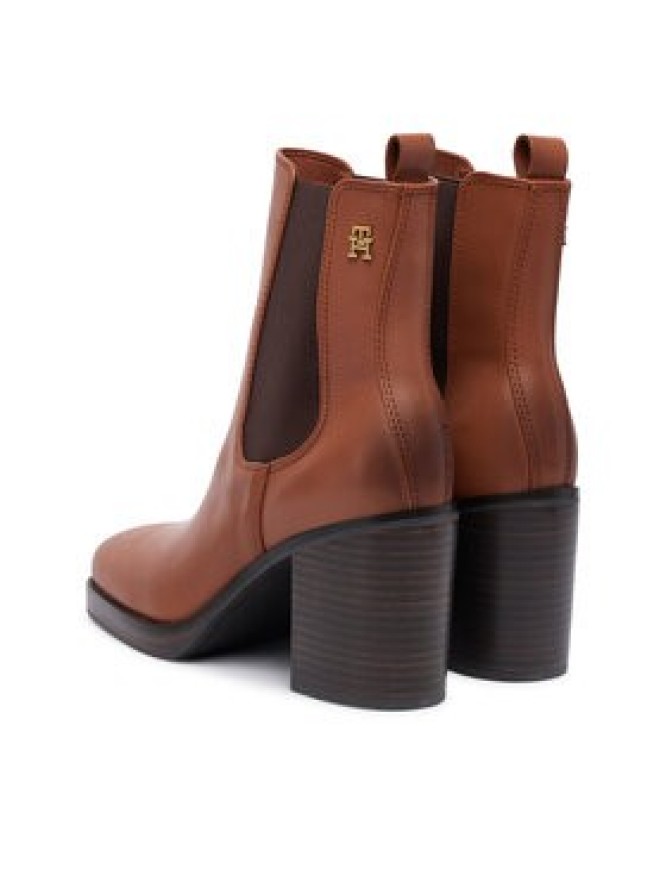Tommy Hilfiger Botki Square Toe Chelsea High Block Hl FW0FW08844 Brązowy