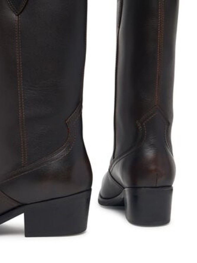Tommy Hilfiger Kozaki Leather Mid Calf Western Boot FW0FW09798 Brązowy ciemny