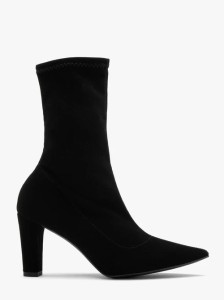 Czarne elastyczne botki na grubej szpilce