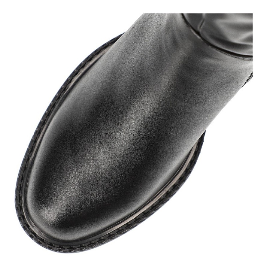 Czarne Kozaki S.Barski Ocieplane Obuwie Damskie