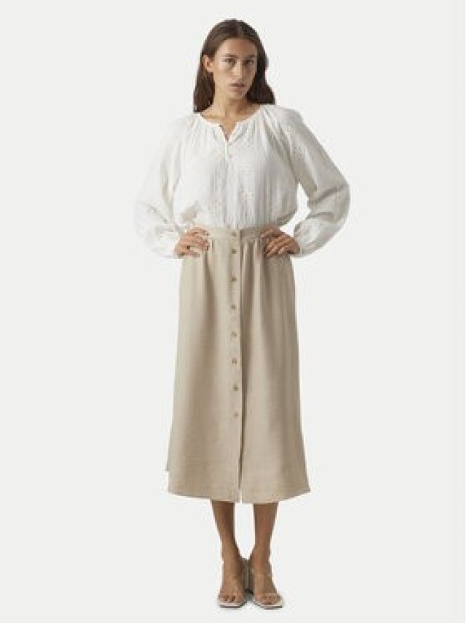 Vero Moda Spódnica midi Melaney 10304134 Beżowy Regular Fit