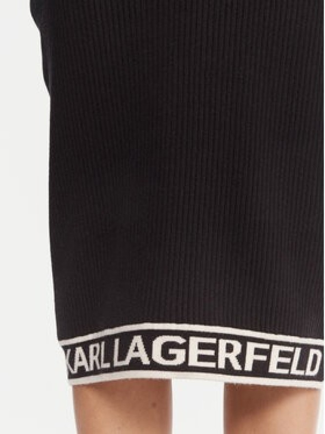 KARL LAGERFELD Sukienka dzianinowa A4W13028 Czarny Slim Fit