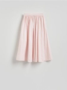 Rozkloszowana spódnica midi - pastelowy róż