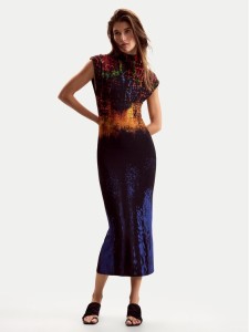 Desigual Sukienka koktajlowa Psicho Animal 26SWVK41 Kolorowy Slim Fit