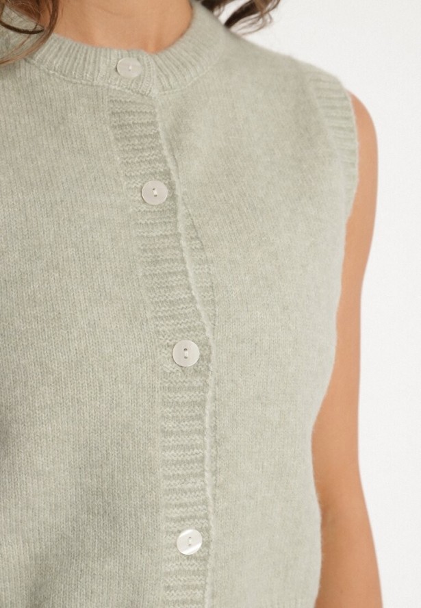 Jasnozielona Rozpinana Kamizelka z Wełną Eravina