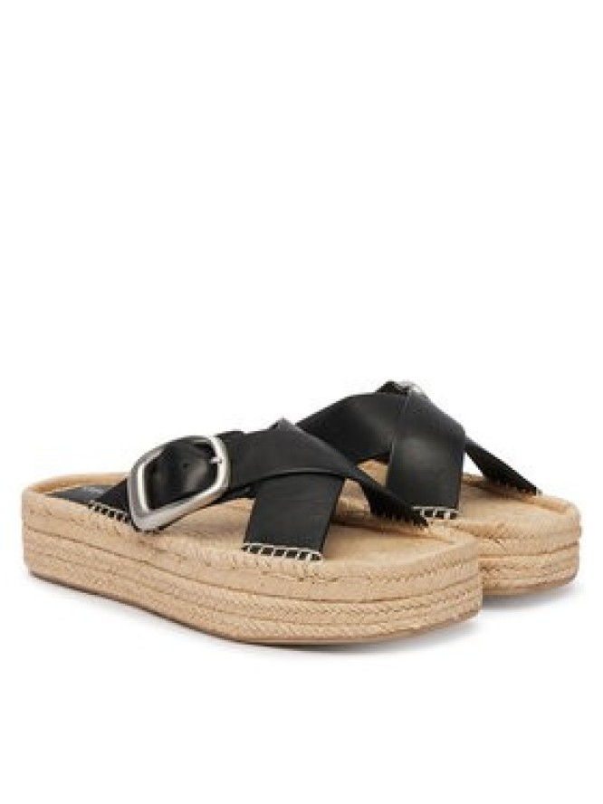 Calvin Klein Espadryle Flatf Espadrill Cross Lth Hdw HW0HW02892 Czarny
