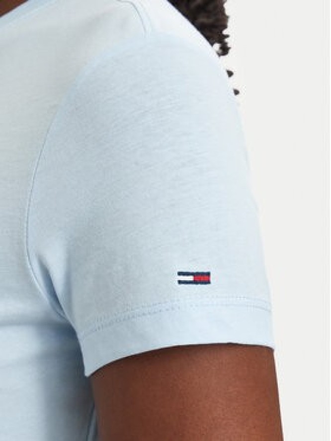 Tommy Jeans T-Shirt Ess Logo DW0DW23479 Niebieski jasny Slim Fit