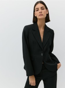 Taliowana marynarka z wełną - czarny