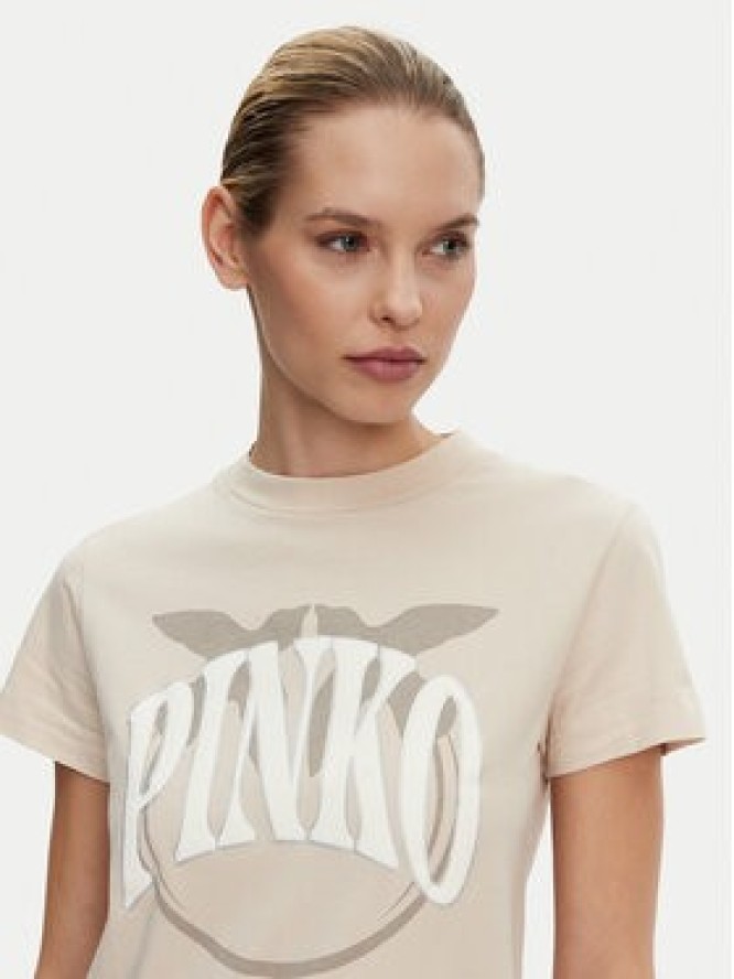 PINKO T-Shirt Start 101752 A2CT Beżowy Regular Fit