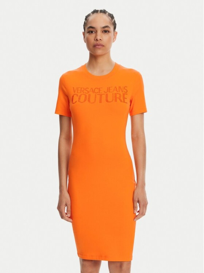 Versace Jeans Couture Sukienka codzienna 78HAOS04 Pomarańczowy Slim Fit