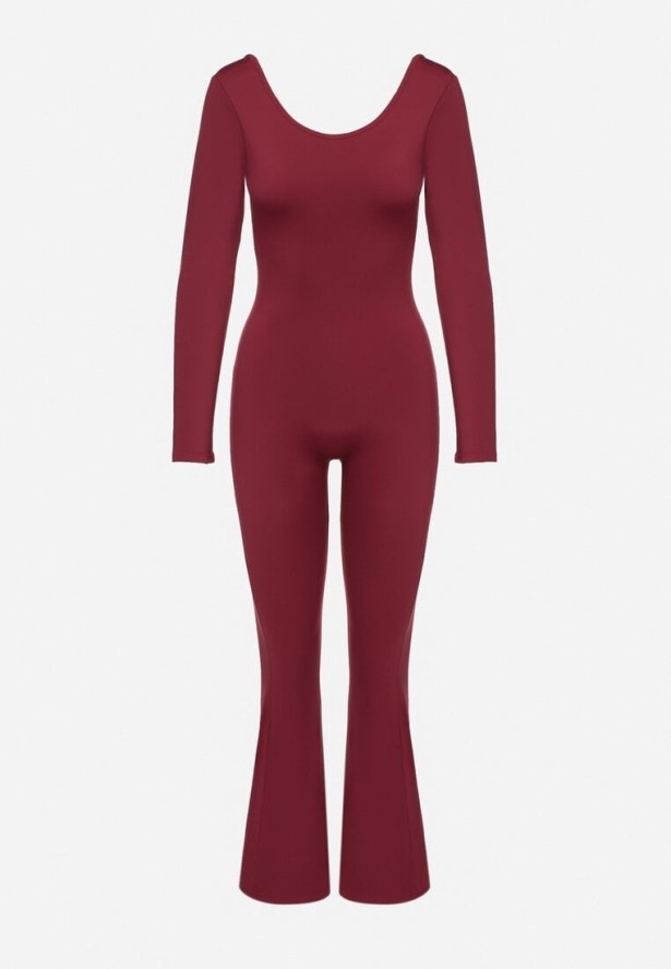 Bordowy Kombinezon z Wycięciami na Plecach i Usztywnianymi Miseczkami Belenori