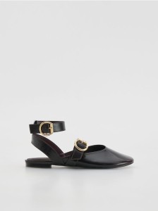 Baleriny z paskami - mahoniowy