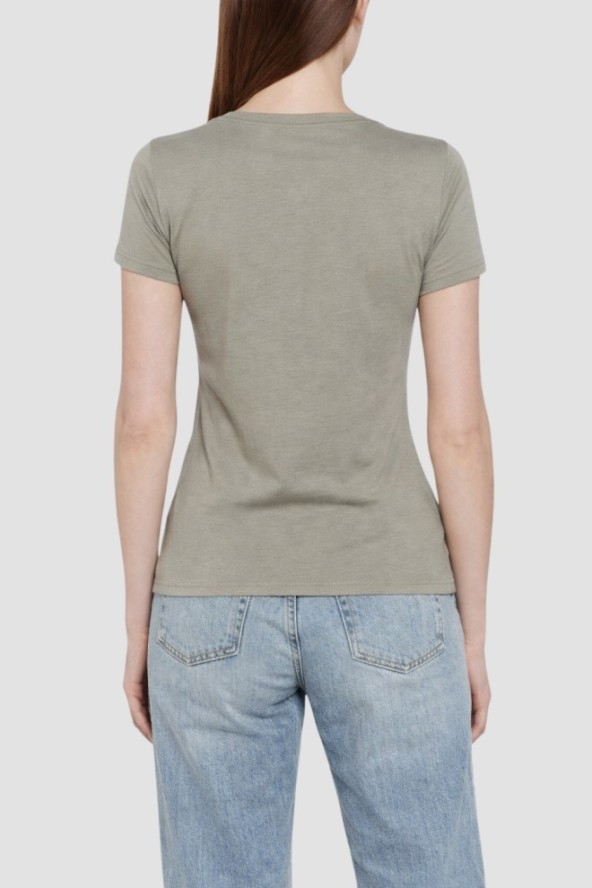 GUESS Zielony damski t-shirt Mini Triangle, Rozmiar M