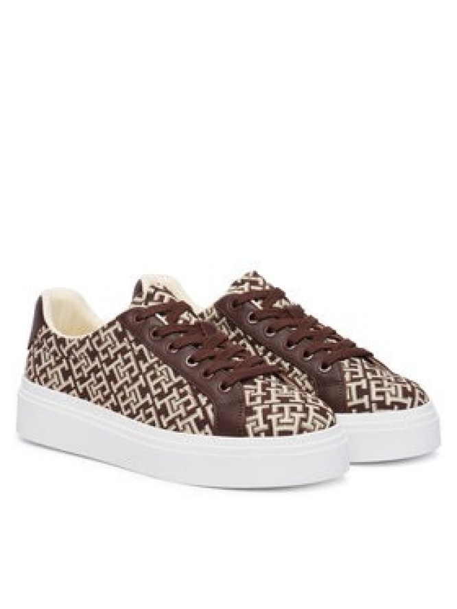 Tommy Hilfiger Sneakersy Chic Platform Monogram FW0FW09398 Brązowy