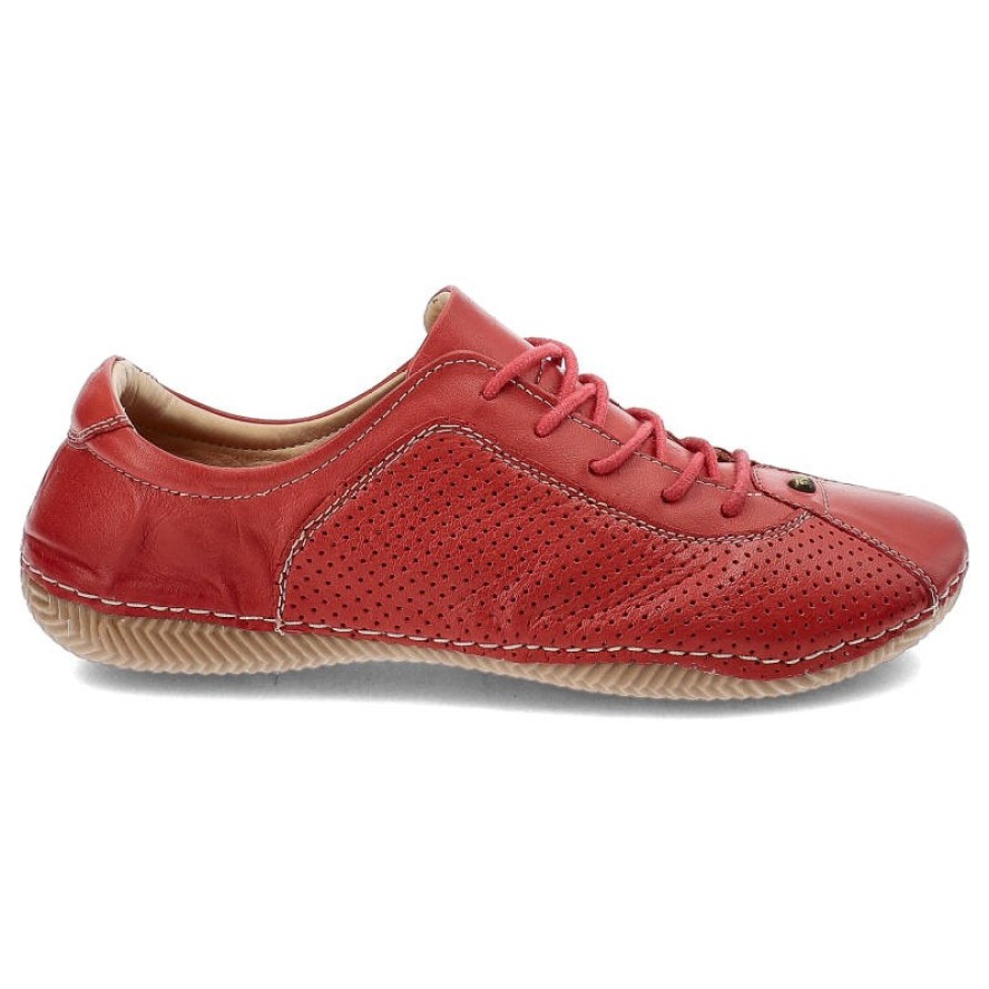 Czerwone Półbuty Maciejka Wygodne Skórzane Buty Damskie