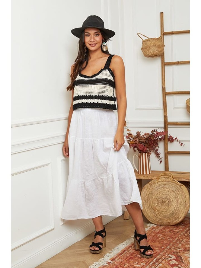 La Compagnie Du Lin Lniana spódnica w kolorze białym rozmiar: XL